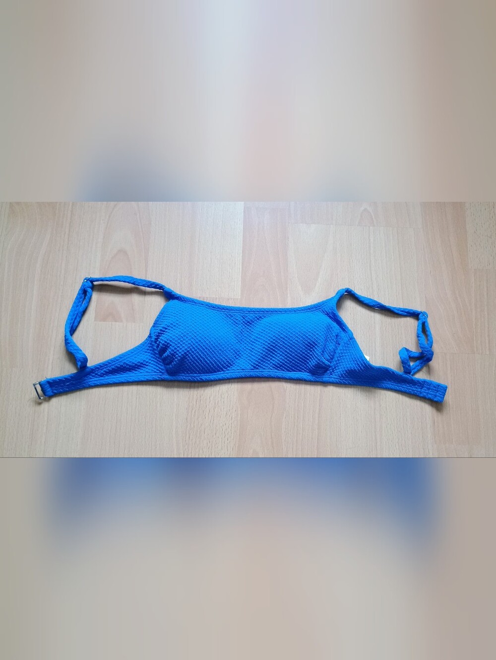 Xhilaration Bright Blue Ribbed Swim Suit Top XS